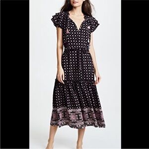 MISA Los Angeles Rayna Black/Pink Print Dress